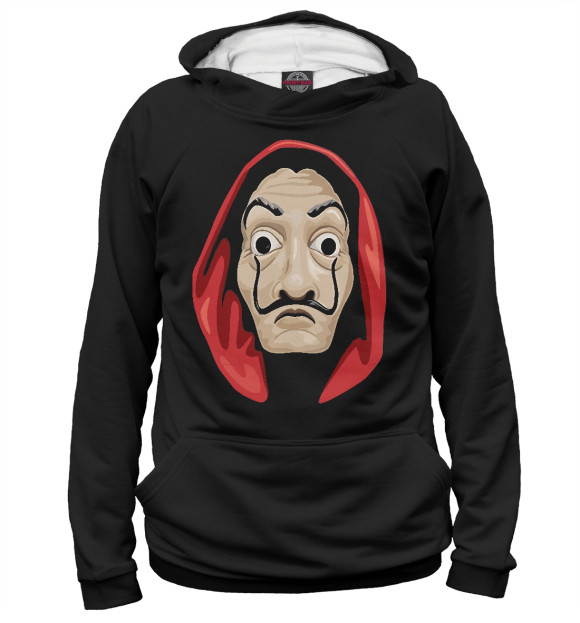 Мужское худи с изображением Бумажный дом маска Дали цвета Белый