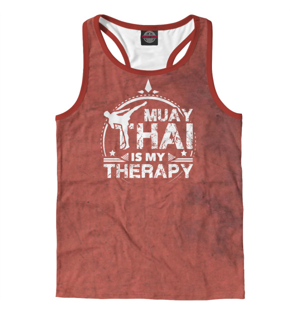 Мужская майка-борцовка с притом Muay Thai Therapy цвета Белый Мужская майка-борцовка с изображением Muay Thai Therapy цвета Белый