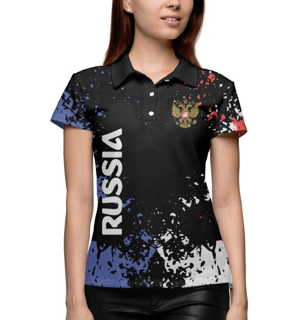 Женское поло с изображением RUSSIA цвета Белый