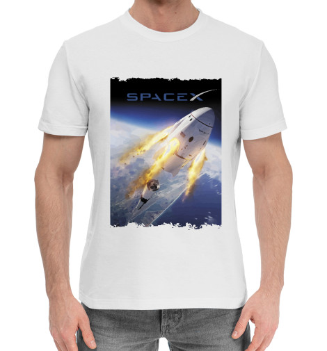 Хлопковые футболки Print Bar Space X, выход в космос футболки print bar первый полёт в космос