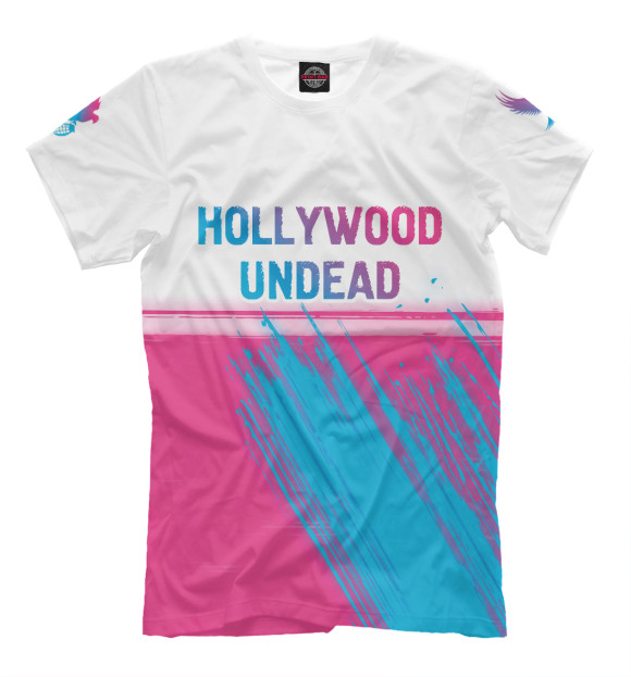 Мужская футболка с изображением Hollywood Undead Neon Gradient цвета Белый