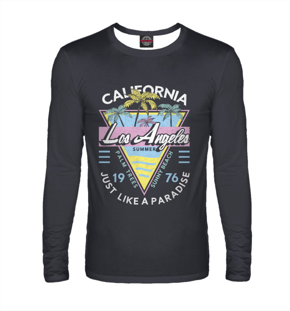 Мужской лонгслив с изображением California цвета Белый
