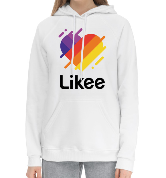 Женский хлопковый худи с изображением Likee цвета Белый