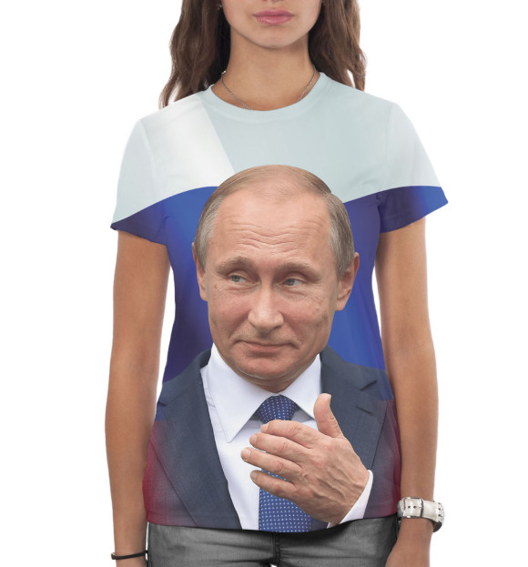 Женская футболка с изображением Путин цвета Белый