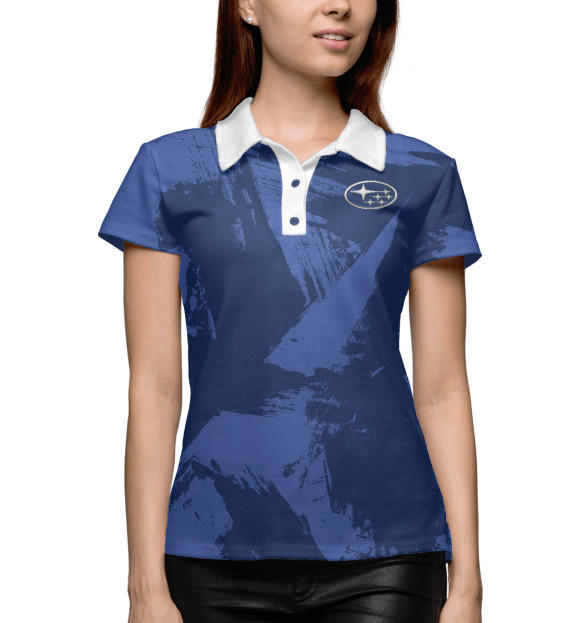 Женское поло с изображением Subaru Line цвета Белый