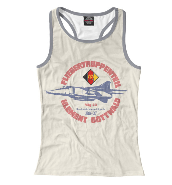 Женская майка-борцовка с изображением Миг-23 (JG-37 ГДР) цвета Белый