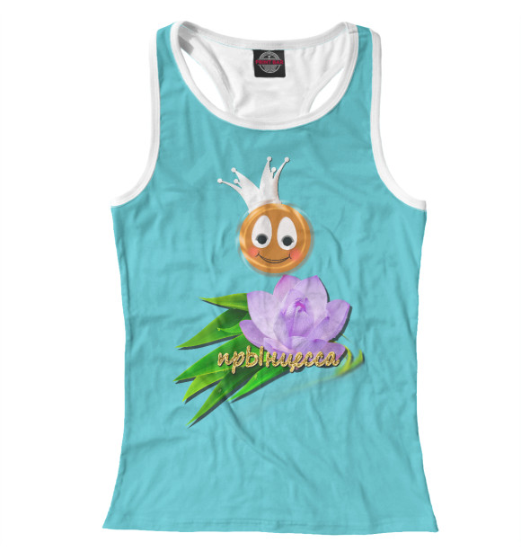 Женская майка-борцовка с изображением Смайл-прЫнцесса цвета Белый