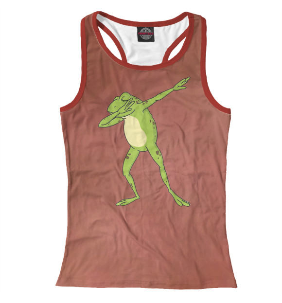 Женская майка-борцовка с изображением Dabbing Frog цвета Белый