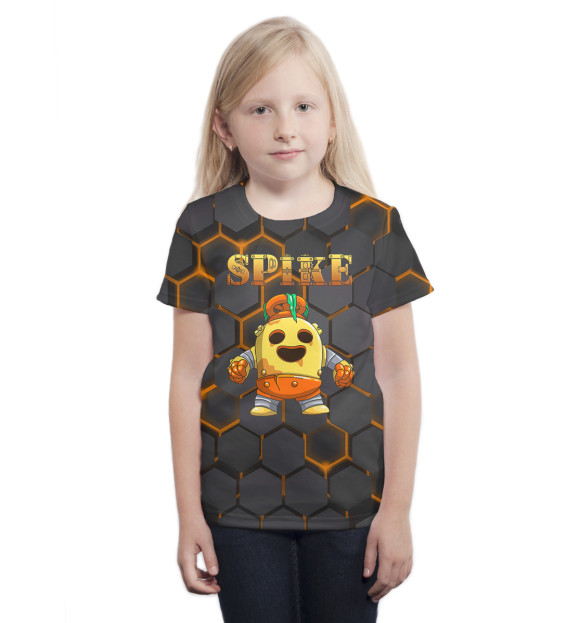 Футболка для девочек с изображением Brawl Stars Spike Robot цвета Белый