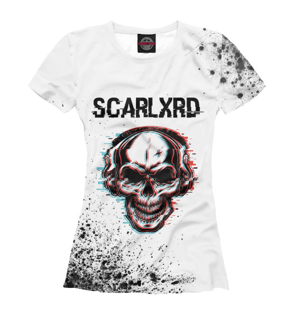 Женская футболка с изображением Scarlxrd / Череп цвета Белый