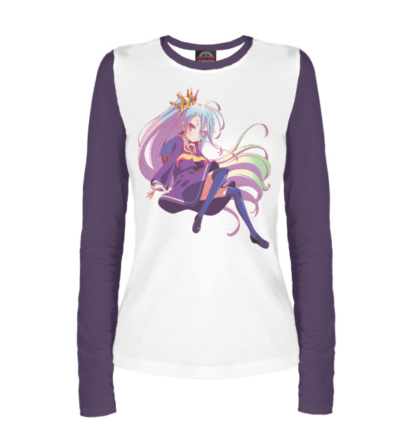 Женский лонгслив с изображением No Game No Life Широ цвета Белый