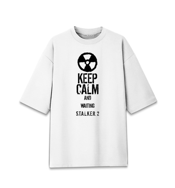 Мужская футболка оверсайз с изображением Keep calm.. цвета Белый