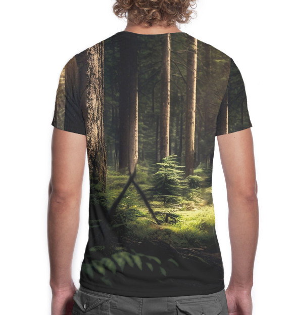 Мужская футболка с изображением Медведь в лесу цвета Белый