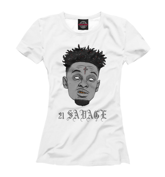 Женская футболка с изображением 21 SAVAGE цвета Белый