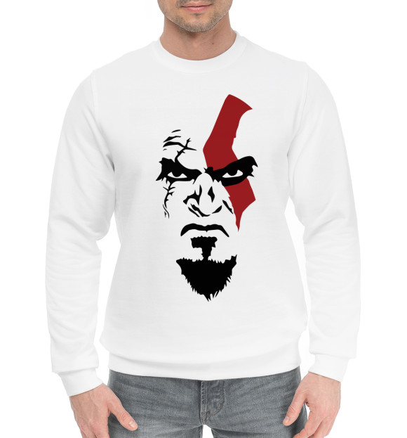 Мужской хлопковый свитшот с изображением God of War цвета Белый