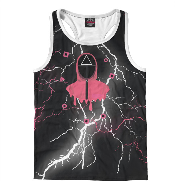 Мужская майка-борцовка с изображением Игра в кальмара цвета Белый