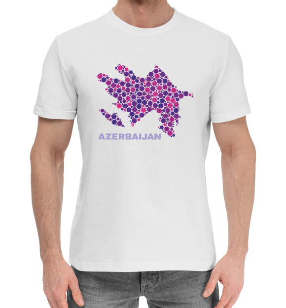 Мужская хлопковая футболка с изображением Azerbaijan цвета Белый
