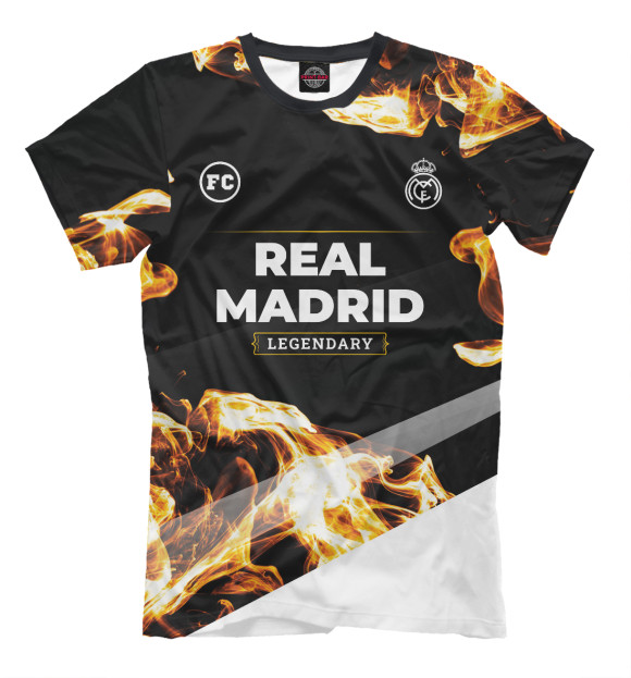 Мужская футболка с изображением Real Madrid Sport Fire цвета Белый