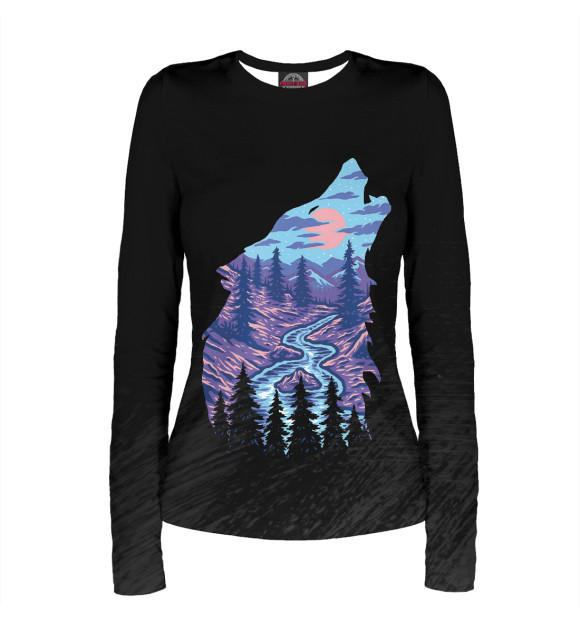 Женский лонгслив с изображением Grand Teton Reminder  Wolf цвета Белый