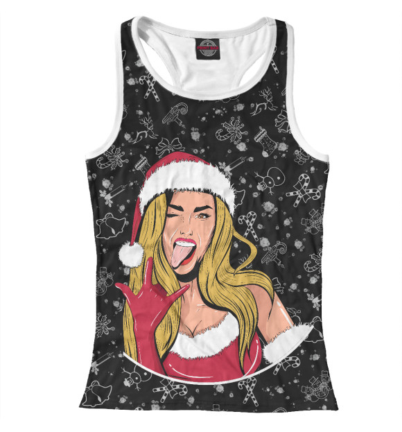 Женская майка-борцовка с изображением Снегурочка цвета Белый