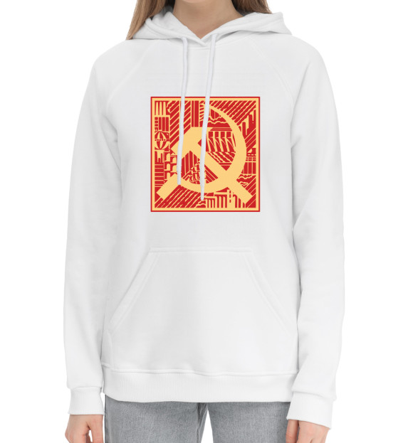 Женский хлопковый худи с изображением СССР цвета Белый