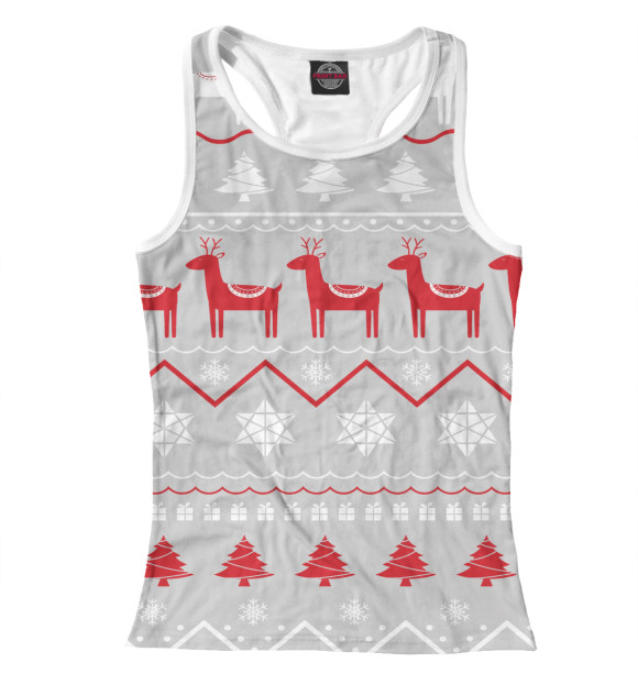 Женская майка-борцовка с изображением Скандинавские Олени цвета Белый