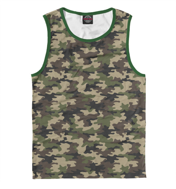 Мужская майка с изображением Лесной Охотничий Камуфляж цвета Белый