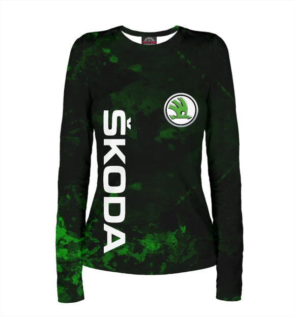 Женский лонгслив с изображением ШКОДА, SKODA цвета Белый