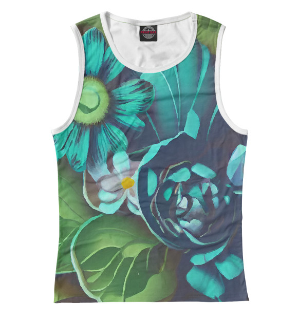 Женская майка с изображением Цветочные мотивы цвета Белый