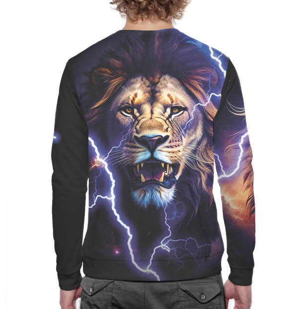 Мужской свитшот с изображением Лев цвета Белый
