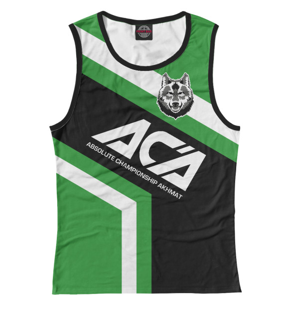 Женская майка с притом Akhmat Fight Club цвета Белый Женская майка с изображением Akhmat Fight Club цвета Белый