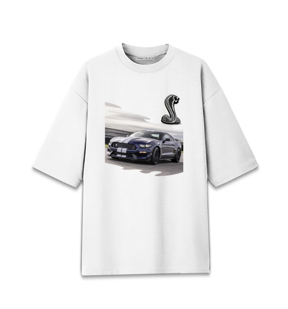 Женская футболка оверсайз с изображением Mustang Shelby цвета Белый