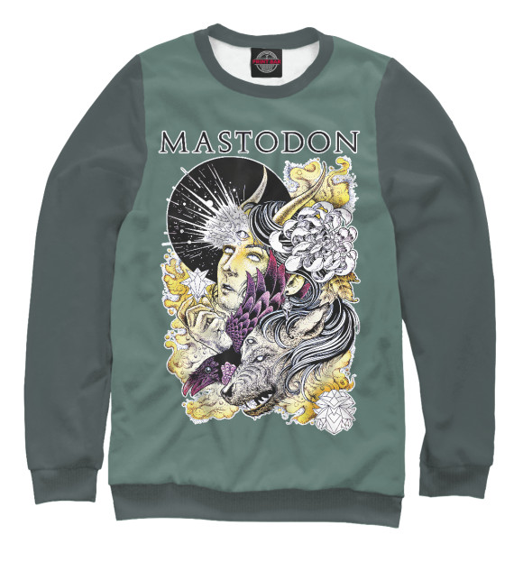 Мужской свитшот с изображением Mastodon (fantasy) цвета Белый