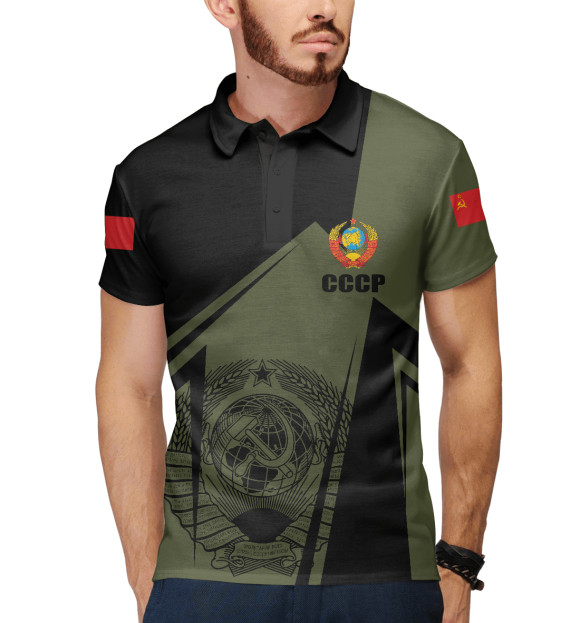 Мужское поло с изображением Герб СССР цвета Белый