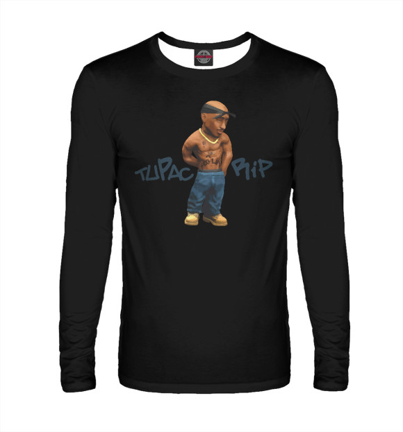 Мужской лонгслив с изображением Tupac RIP цвета Белый