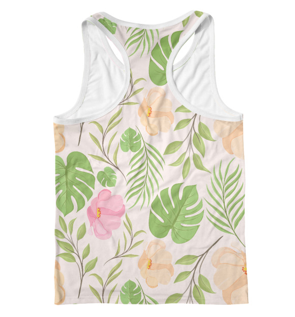 Мужская майка-борцовка с изображением Pink flowers (pattern) цвета Белый