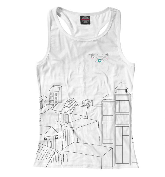 Женская майка-борцовка с изображением Квадрокоптер цвета Белый