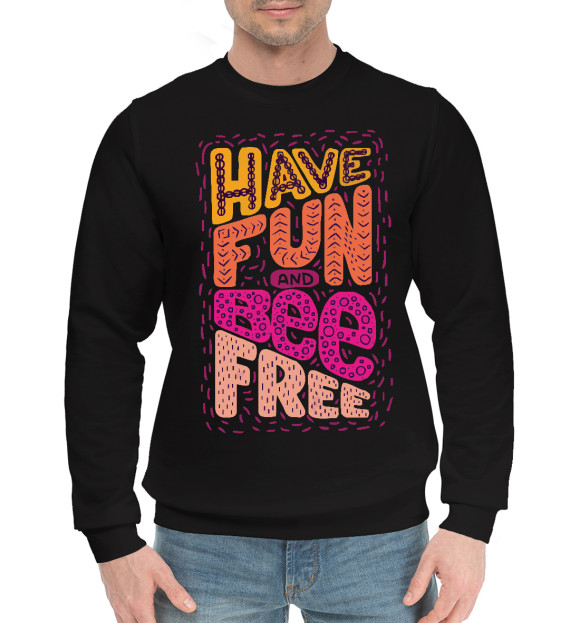 Мужской хлопковый свитшот с изображением Будь свободен цвета Черный