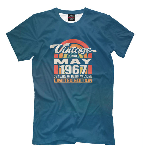 Футболка для мальчиков с изображением Vintage May 1967 цвета Белый