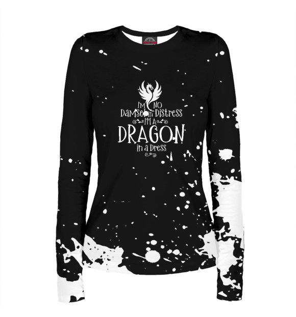 Женский лонгслив с притом I'm No Damsel In Distress цвета Белый Женский лонгслив с изображением I'm No Damsel In Distress цвета Белый