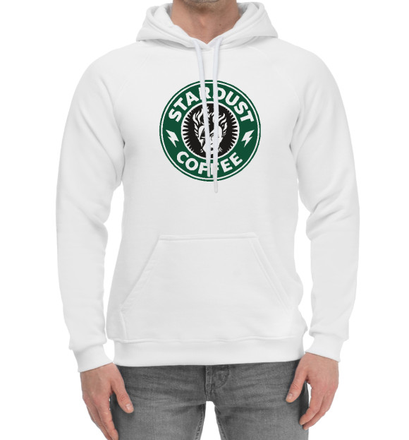 Мужской хлопковый худи с притом Stardust цвета Белый Мужской хлопковый худи с изображением Stardust цвета Белый