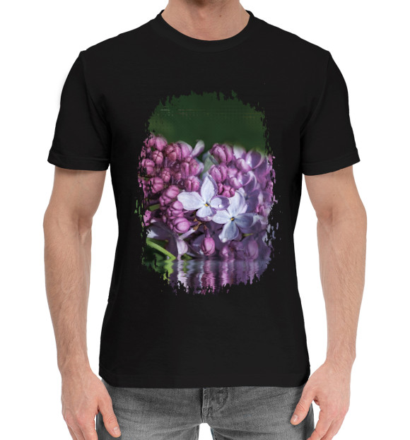 Мужская хлопковая футболка с изображением После дождя цвета Черный