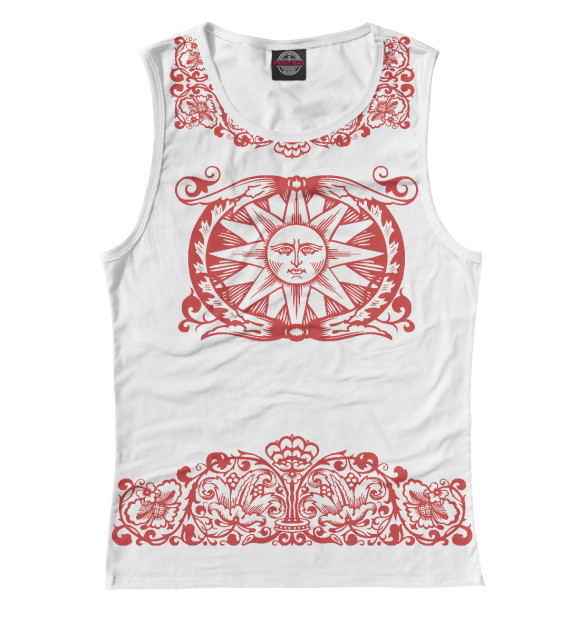 Майка для девочки с изображением Славянское Солнце цвета Белый