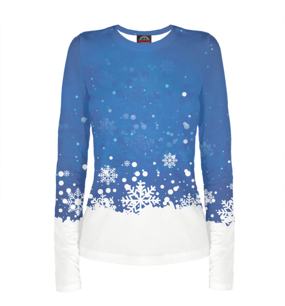 Женский лонгслив с изображением Снежинки цвета Белый