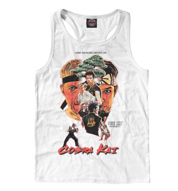 Мужская майка-борцовка с изображением Кобра Кай цвета Белый