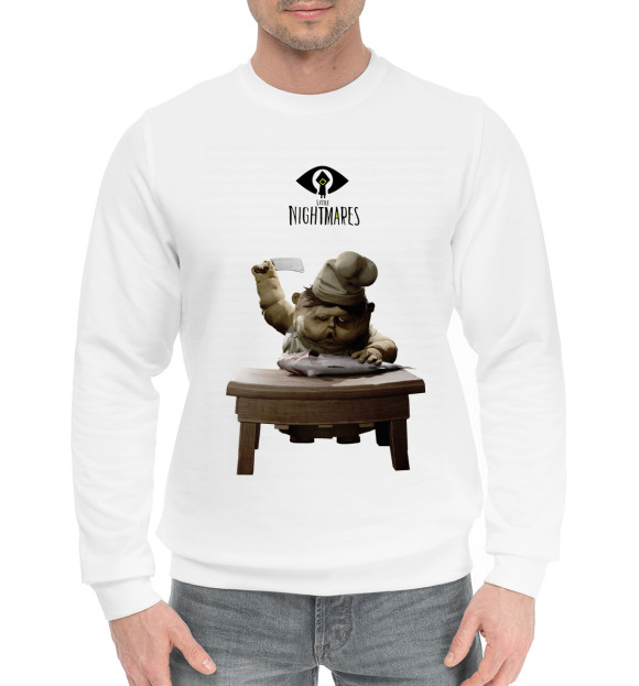Мужской хлопковый свитшот с изображением Creepy cook of Little nightmares цвета Белый