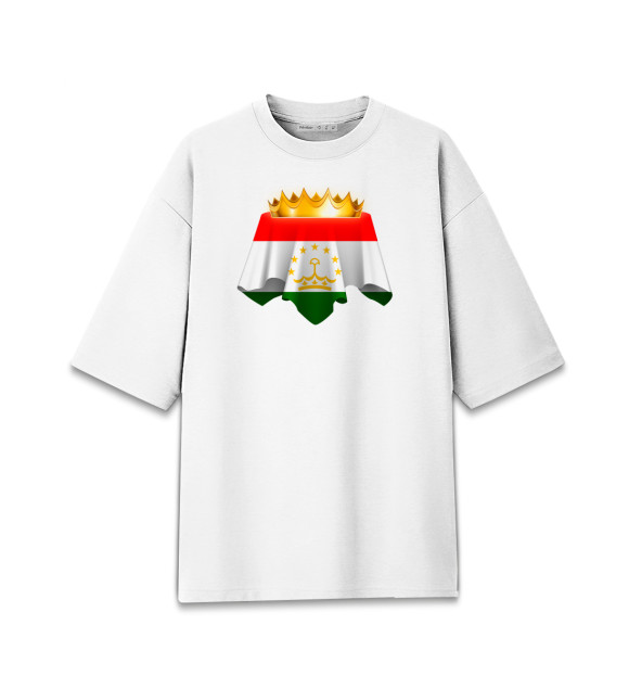 Женская футболка оверсайз с изображением Таджикистан цвета Белый