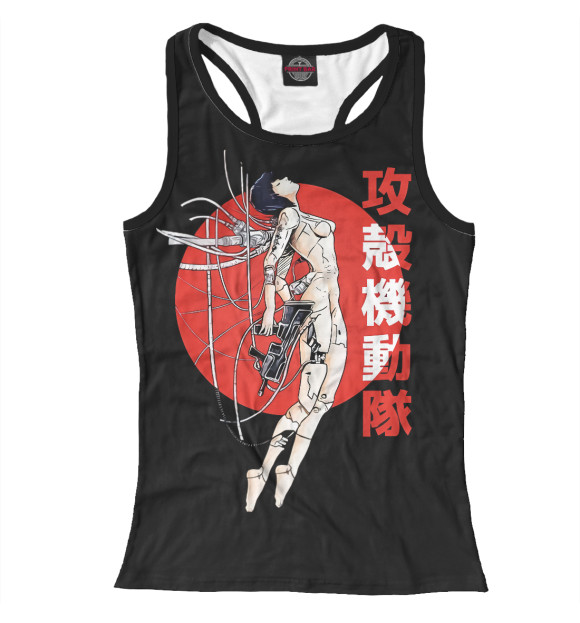 Женская майка-борцовка с притом Призрак в доспехах цвета Белый Женская майка-борцовка с изображением Призрак в доспехах цвета Белый