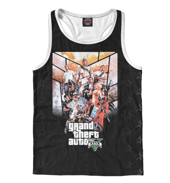 Мужская майка-борцовка с изображением Grand Theft Auto | GTA цвета Белый
