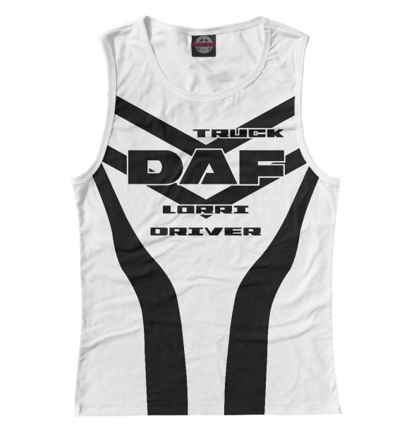 Женская майка с изображением DAF \ Дальнобойщик цвета Белый